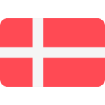Eine rechteckige Flagge mit rotem Hintergrund und einem weißen skandinavischen Kreuz, das sich bis zu den Rändern erstreckt. Dies ist die Nationalflagge Dänemarks.