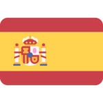 An illustration of the flag of Spain with three horizontal stripes in red, yellow and red and the Spanish coat of arms on the left side of the yellow stripe.