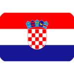 The flag of Croatia consists of three horizontal stripes in red, white and blue. The coat of arms shows a red and white checkerboard shield, above which there are five smaller shields.