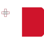 The flag of Malta consists of two vertical stripes in white (left) and red (right) with a St. George's cross in the upper left corner.
