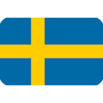 The image shows the flag of Sweden with a blue background and a yellow Scandinavian cross extending to the edges.