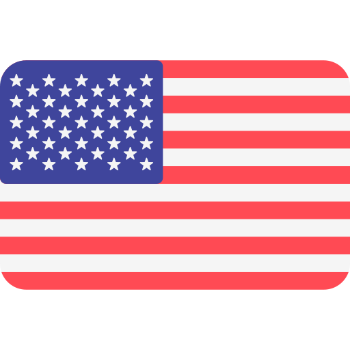 Ein rechteckiges Symbol, das die Flagge der Vereinigten Staaten darstellt. Es hat 13 horizontale rote und weiße Streifen und ein blaues Rechteck in der oberen linken Ecke mit 50 weißen Sternen.