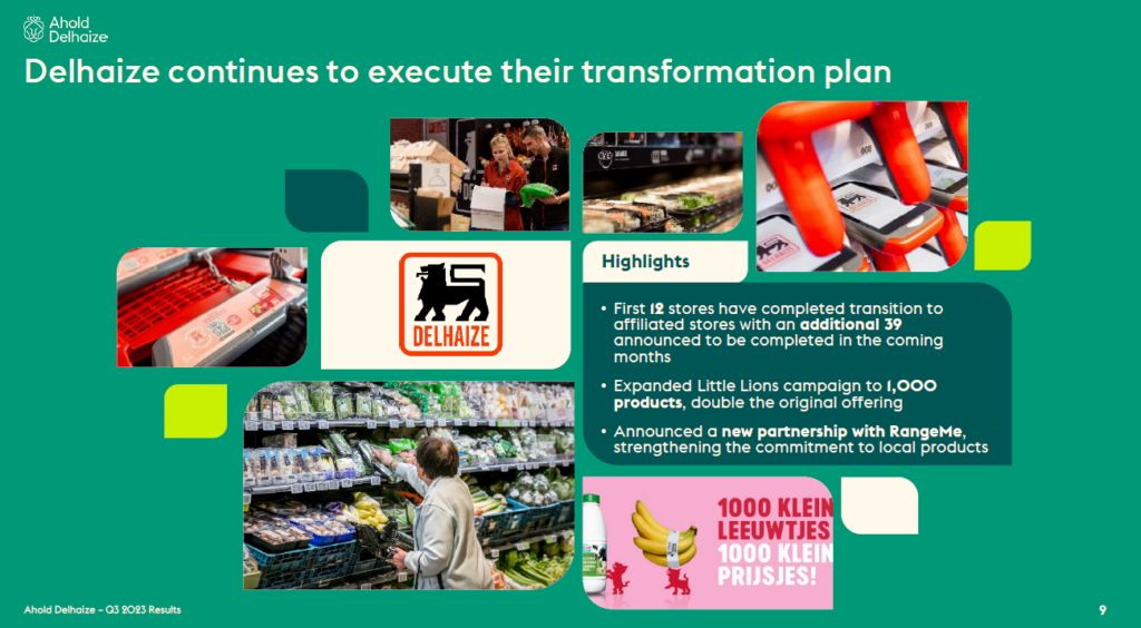 Der Transformationsplan von Ahold Delhaize: 167 Geschäfte wurden umgestellt, 39 weitere sollen folgen. Zu den Vorteilen zählen 1.000 neue Produkte, eine Partnerschaft mit RangeMe und eine Little Lions-Kampagne mit 1.000 Bananen als Preis.